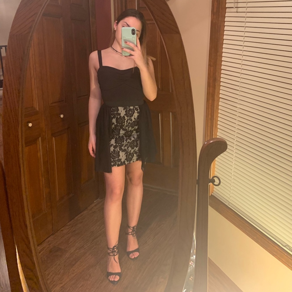 Black and nude lace dress